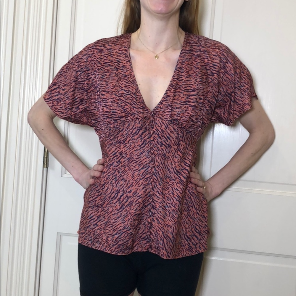 Elizabeth and James blouse pink purple gray zebra